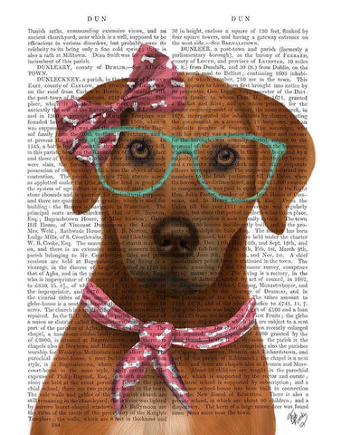 Rhodesian Ridgeback with Glasses and Scarf White Modern Wood Framed Art Print with Double Matting by Fab Funky