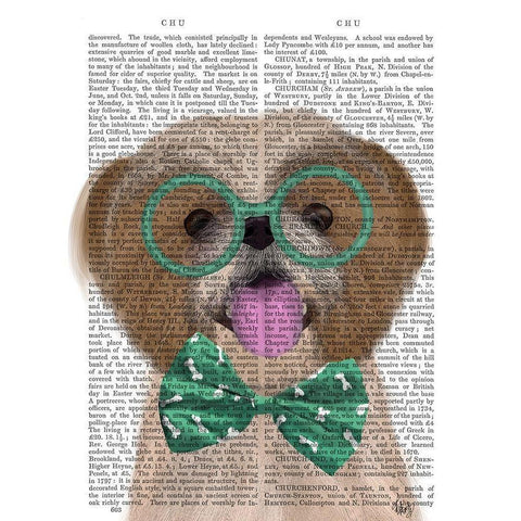 Shih Tsu with Glasses and Bow Tie Gold Ornate Wood Framed Art Print with Double Matting by Fab Funky