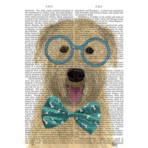 Wheaten Terrier with Glasses and Bow Tie Gold Ornate Wood Framed Art Print with Double Matting by Fab Funky