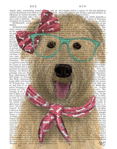 Wheaten Terrier with Glasses and Scarf White Modern Wood Framed Art Print with Double Matting by Fab Funky