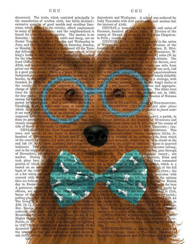 Yorkshire Terrier with Glasses and Bow Tie Black Ornate Wood Framed Art Print with Double Matting by Fab Funky