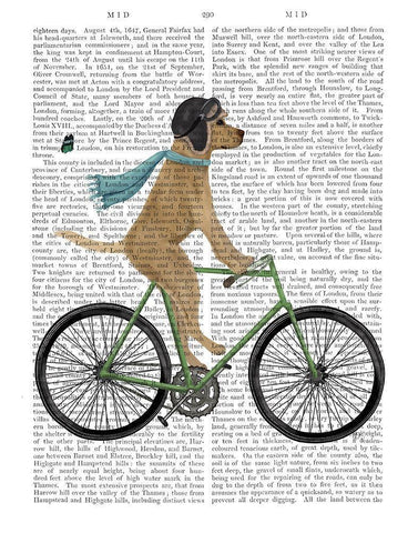 Yellow Labrador in Flying Helmet on Bicycle White Modern Wood Framed Art Print with Double Matting by Fab Funky