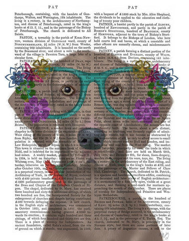 Weimaraner and Flower Glasses White Modern Wood Framed Art Print with Double Matting by Fab Funky