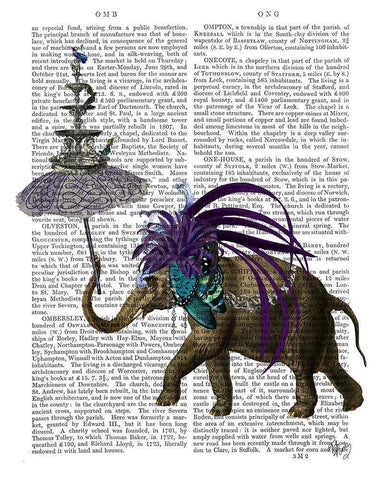 Elephant and Umbrella White Modern Wood Framed Art Print with Double Matting by Fab Funky