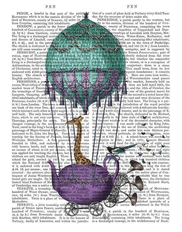 Giraffe in Teapot White Modern Wood Framed Art Print with Double Matting by Fab Funky