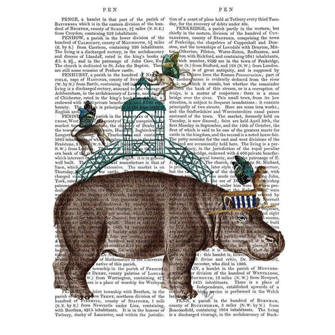 Hippo and Monkey Bridge Black Modern Wood Framed Art Print by Fab Funky