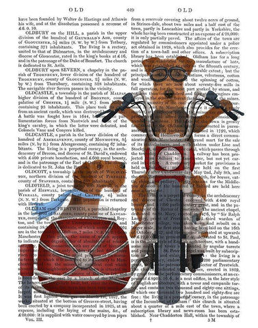 Airedale Chopper and Sidecar White Modern Wood Framed Art Print with Double Matting by Fab Funky