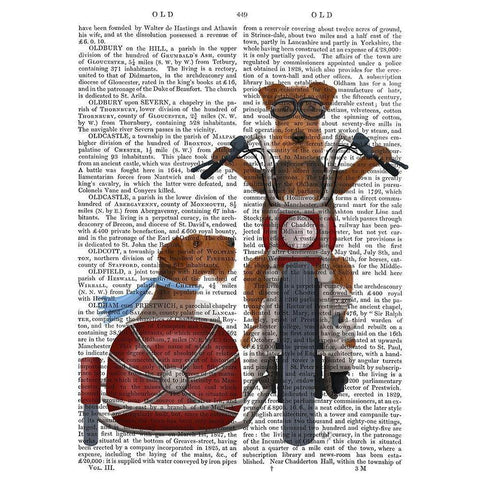 Airedale Chopper and Sidecar Black Modern Wood Framed Art Print by Fab Funky