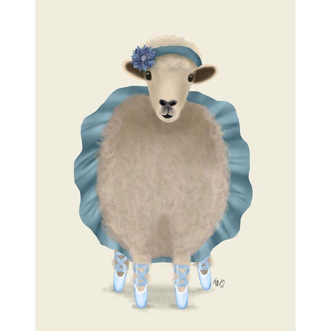 Ballet Sheep 3 Black Modern Wood Framed Art Print with Double Matting by Fab Funky