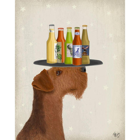 Airdale Beer Lover Gold Ornate Wood Framed Art Print with Double Matting by Fab Funky