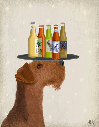 Airdale Beer Lover White Modern Wood Framed Art Print with Double Matting by Fab Funky