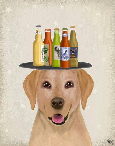 Maltese Beer Lover White Modern Wood Framed Art Print with Double Matting by Fab Funky