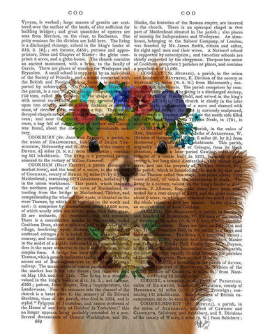 Squirrel Bohemian Book Print White Modern Wood Framed Art Print with Double Matting by Fab Funky