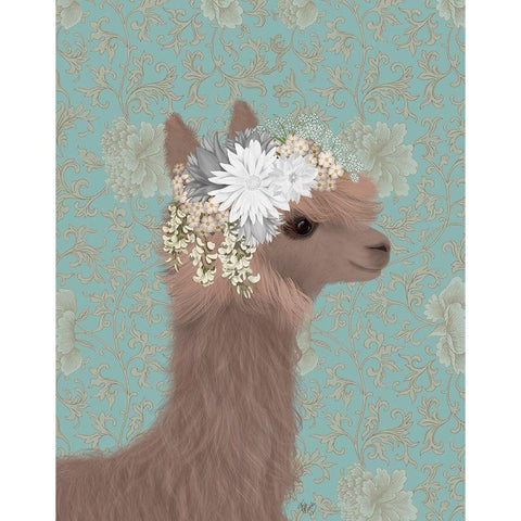 Llama Bohemian 3 Black Modern Wood Framed Art Print with Double Matting by Fab Funky