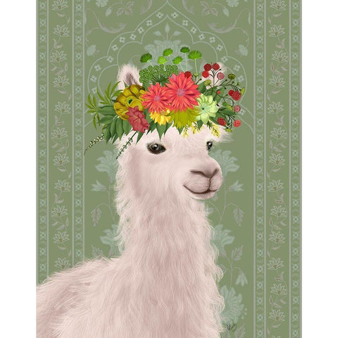 Llama Bohemian 4 White Modern Wood Framed Art Print by Fab Funky