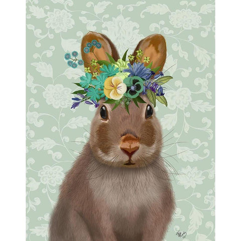 Rabbit Bohemian Gold Ornate Wood Framed Art Print with Double Matting by Fab Funky