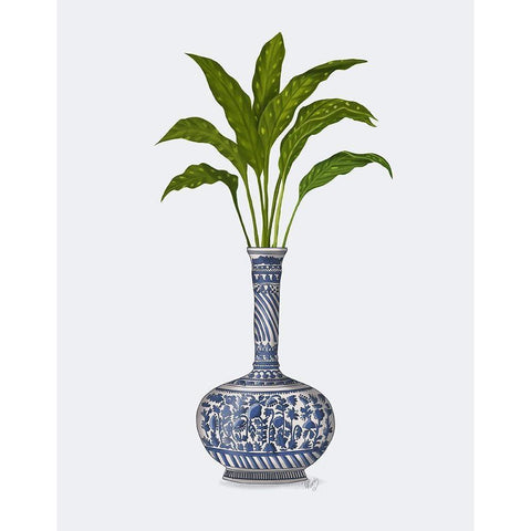 Chinoiserie Vase 3, With Plant Gold Ornate Wood Framed Art Print with Double Matting by Fab Funky