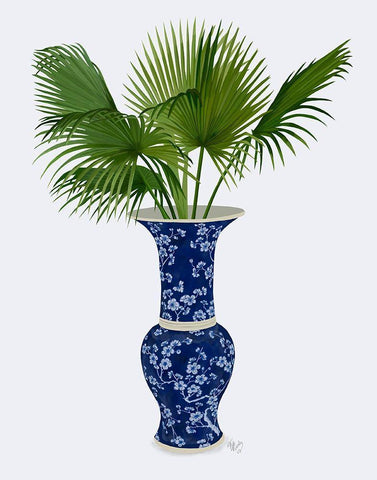 Chinoiserie Vase 8, With Plant White Modern Wood Framed Art Print with Double Matting by Fab Funky