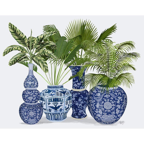 Chinoiserie Vase Group 1 Gold Ornate Wood Framed Art Print with Double Matting by Fab Funky