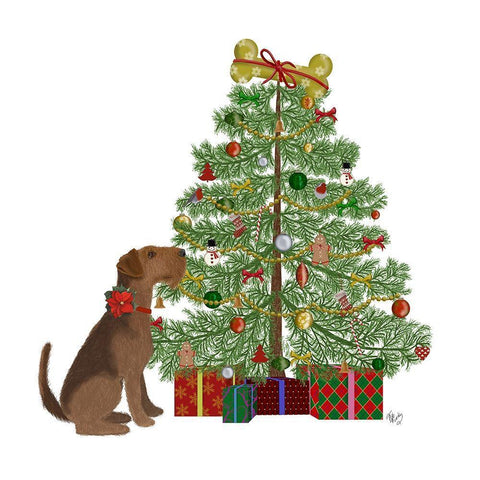 Christmas Des - Bone Tree White Modern Wood Framed Art Print with Double Matting by Fab Funky