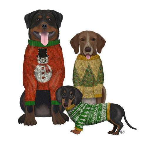 Christmas Des - Ugly Christmas Sweater Competition White Modern Wood Framed Art Print with Double Matting by Fab Funky