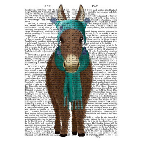 Donkey Blue Hat and Scarf Book Print Black Modern Wood Framed Art Print with Double Matting by Fab Funky