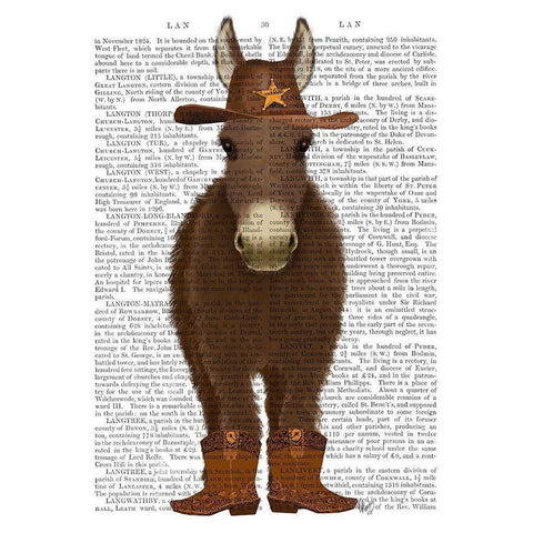 Donkey Cowboy Book Print Black Modern Wood Framed Art Print by Fab Funky