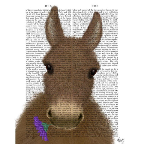 Donkey Purple Flower Book Print Black Modern Wood Framed Art Print by Fab Funky