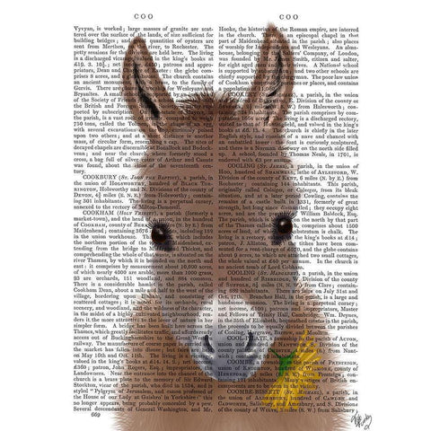 Donkey Yellow Flower Book Print White Modern Wood Framed Art Print by Fab Funky