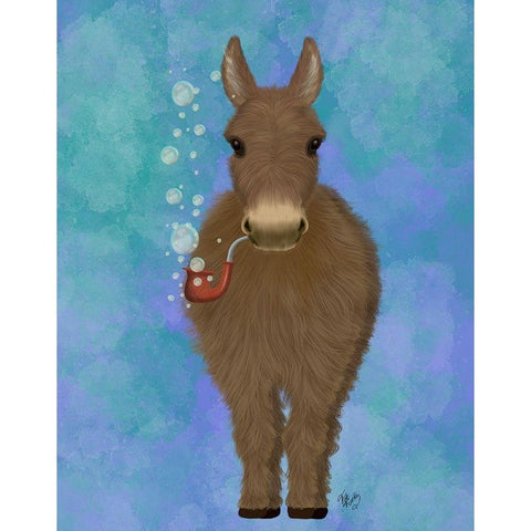 Donkey Bubble Pipe, Full Black Modern Wood Framed Art Print by Fab Funky