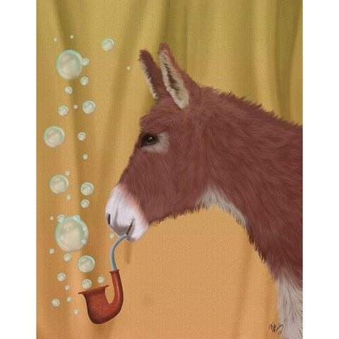 Donkey Bubble Pipe, Portrait White Modern Wood Framed Art Print by Fab Funky