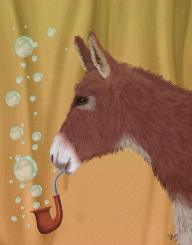 Donkey Bubble Pipe, Portrait Black Ornate Wood Framed Art Print with Double Matting by Fab Funky