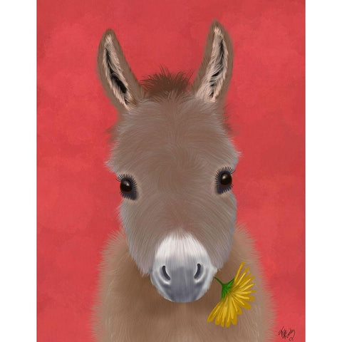Donkey Yellow Flower Black Modern Wood Framed Art Print with Double Matting by Fab Funky