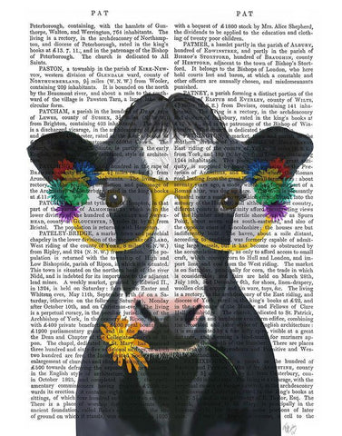 Cow and Flower Glasses Book Print Black Ornate Wood Framed Art Print with Double Matting by Fab Funky