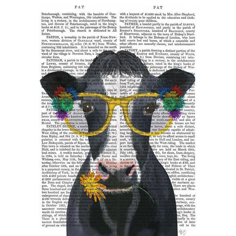 Cow and Flower Glasses Book Print Black Modern Wood Framed Art Print with Double Matting by Fab Funky