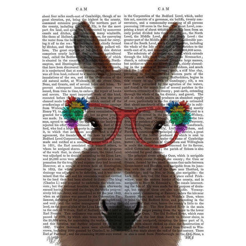 Donkey Red Flower Glasses Book Print Gold Ornate Wood Framed Art Print with Double Matting by Fab Funky