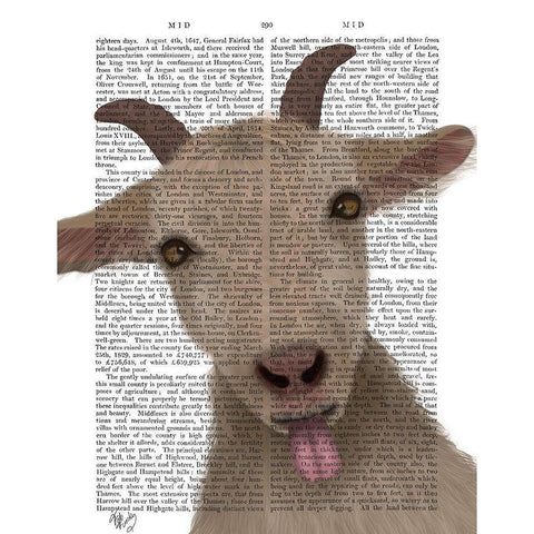 Funny Farm Goat 2 Book Print Gold Ornate Wood Framed Art Print with Double Matting by Fab Funky