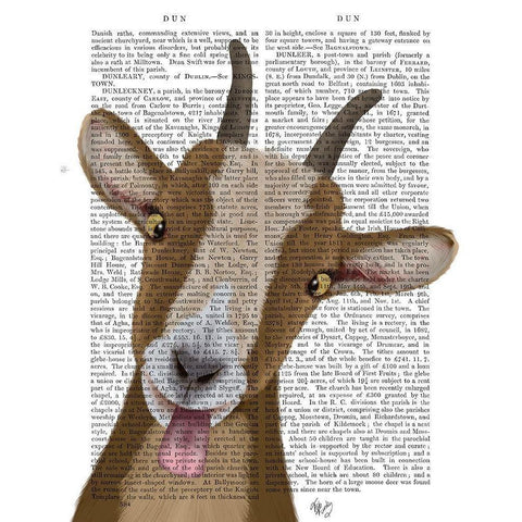Funny Farm Goat 3 Book Print Gold Ornate Wood Framed Art Print with Double Matting by Fab Funky