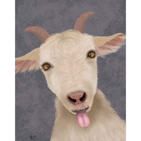 Funny Farm Goat 2 Black Modern Wood Framed Art Print with Double Matting by Fab Funky