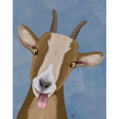 Funny Farm Goat 3 Black Modern Wood Framed Art Print with Double Matting by Fab Funky