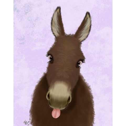 Funny Farm Donkey 1 Black Modern Wood Framed Art Print with Double Matting by Fab Funky