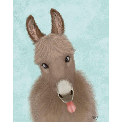 Funny Farm Donkey 2 Gold Ornate Wood Framed Art Print with Double Matting by Fab Funky