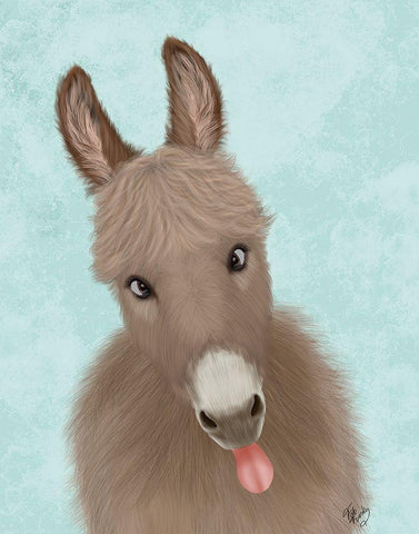 Funny Farm Donkey 2 White Modern Wood Framed Art Print with Double Matting by Fab Funky