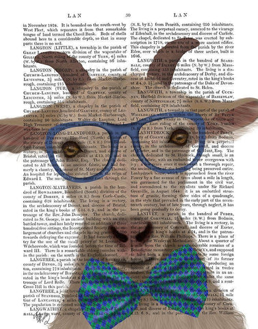 Nerdy Goat Book Print White Modern Wood Framed Art Print with Double Matting by Fab Funky