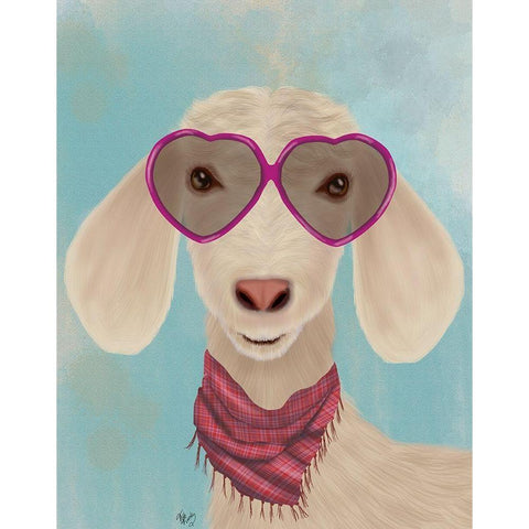 Goat Heart Glasses White Modern Wood Framed Art Print by Fab Funky