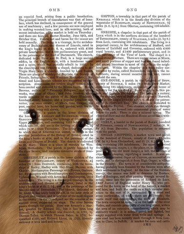 Donkey Duo, Looking at You Book Print White Modern Wood Framed Art Print with Double Matting by Fab Funky