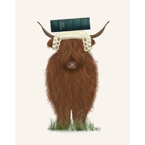 Highland Cow Lawyer Gold Ornate Wood Framed Art Print with Double Matting by Fab Funky