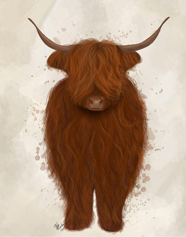 Highland Cow 3, Full White Modern Wood Framed Art Print with Double Matting by Fab Funky
