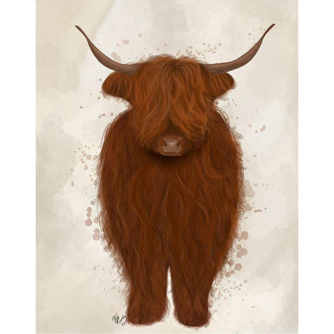 Highland Cow 3, Full Gold Ornate Wood Framed Art Print with Double Matting by Fab Funky