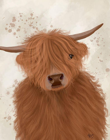 Highland Cow 10, Portrait White Modern Wood Framed Art Print with Double Matting by Fab Funky